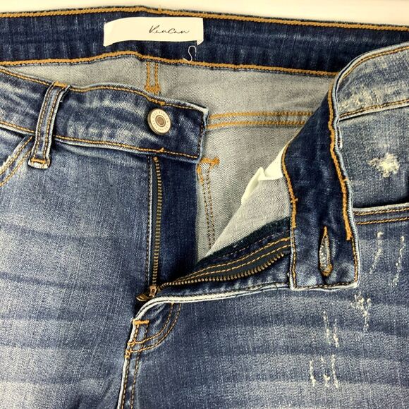 NWOT! KanCan Mid-Rise Split Leg Destroyed Skinnies Size 30" Med Blue - Picture 11 of 12